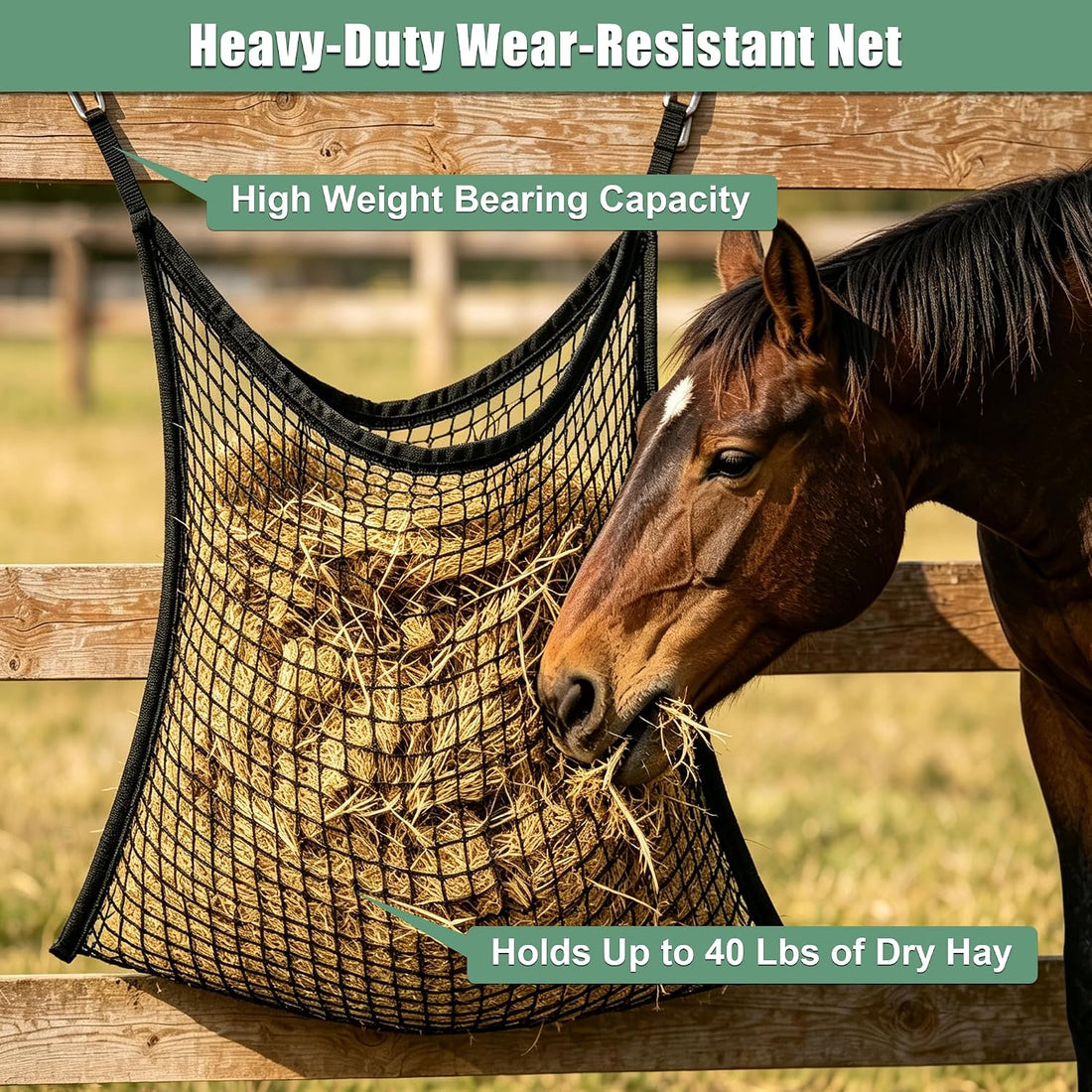 2pcs Slow Feed Hay Nets for Horses, Hay Bags for Horse 35×31 Inch