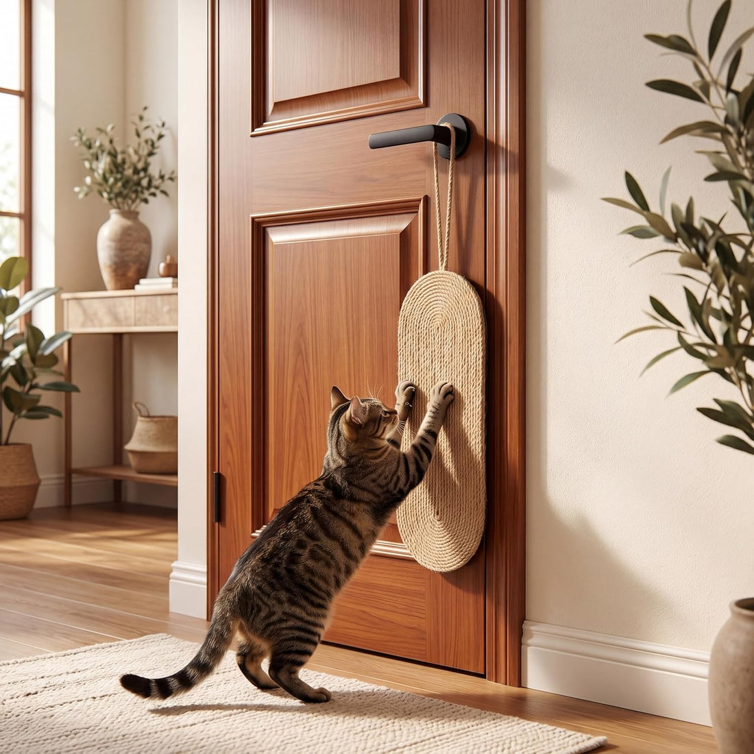 Junkin 2 Pack 16.5x6.3inch Sisal Hanging Cat Scratcher for Door Knob