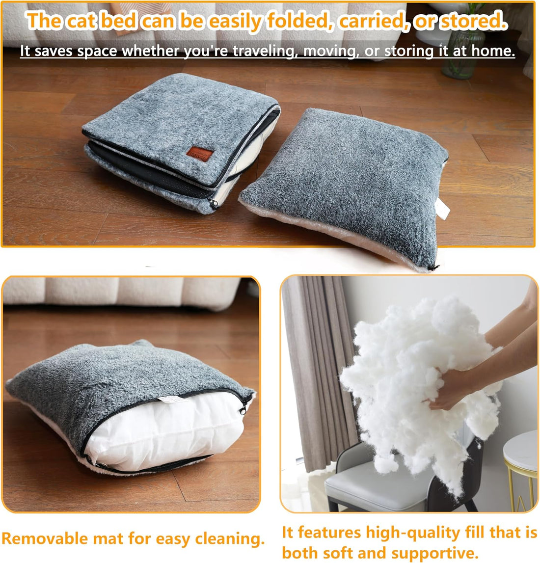 Cat Bed for Indoor Cats，Foldable cat cave，Anti-Slip & Water-Resistant