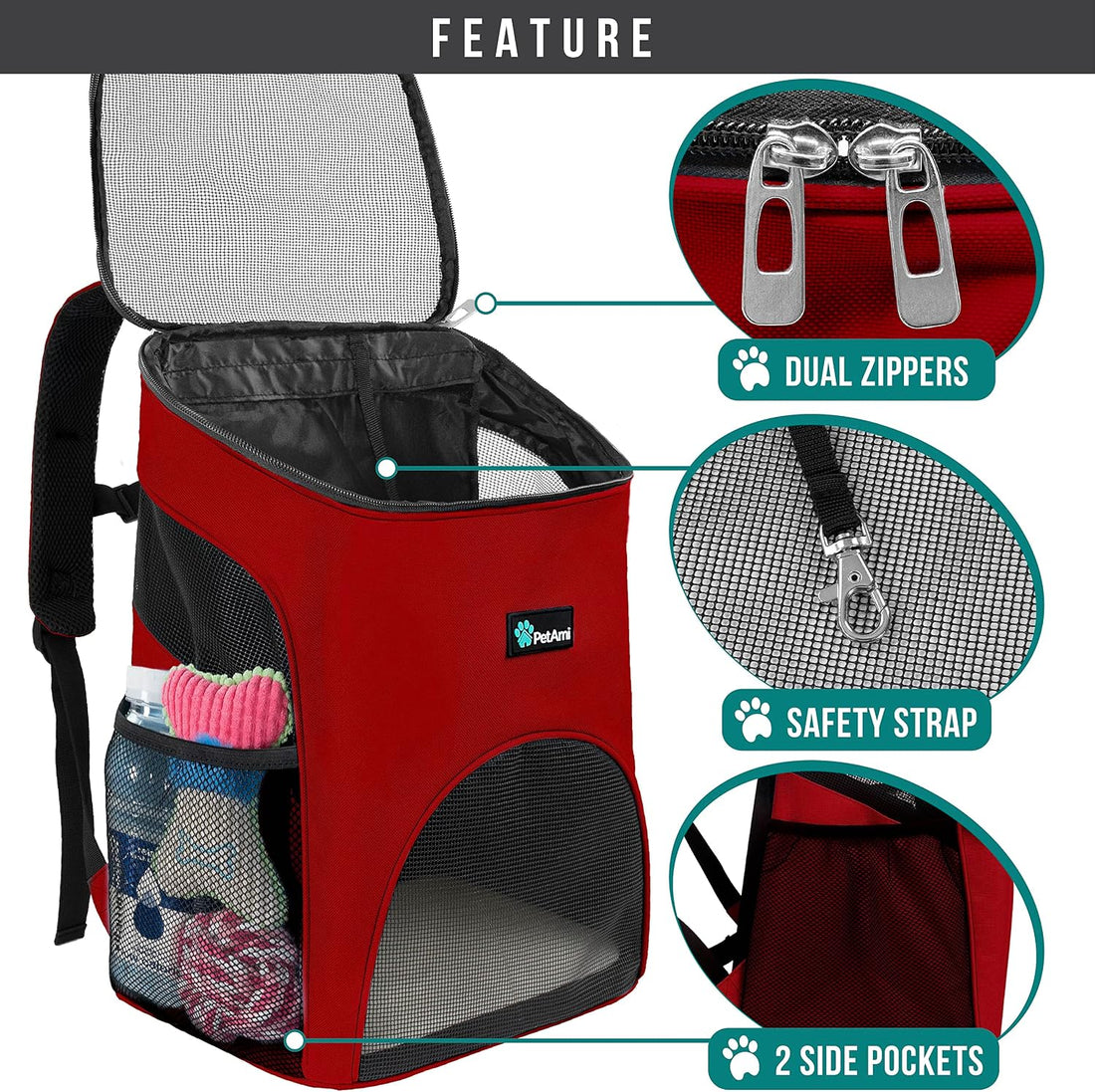PetAmi Cat Backpack Carrier for Small Dogs and Large Cats