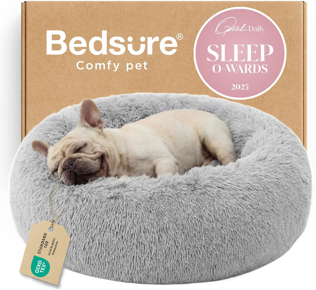 Bedsure Calming Dog Bed Medium Size Dog Donut Washable Pet Bed,30ins
