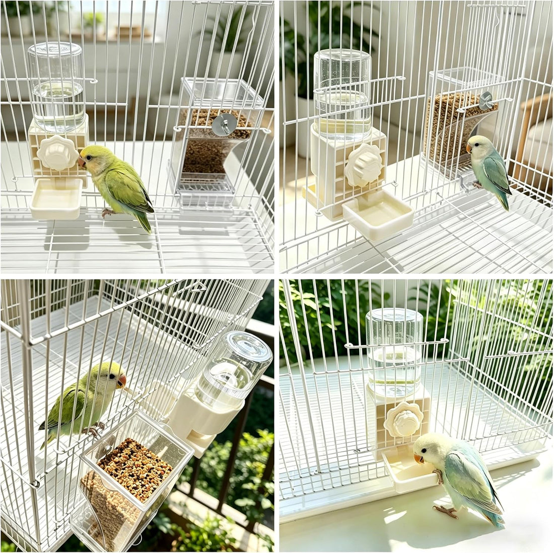 Lemtrflo No Mess Bird Cage Feeder, Automatic Bird Water Dispenser