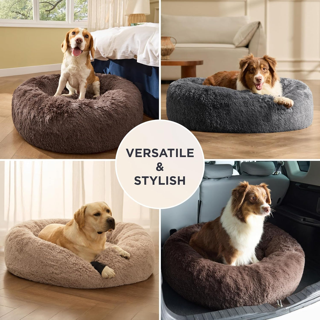 Bedsure SupportMax® Calming Dog Beds Large Sized Dog Washable Pet