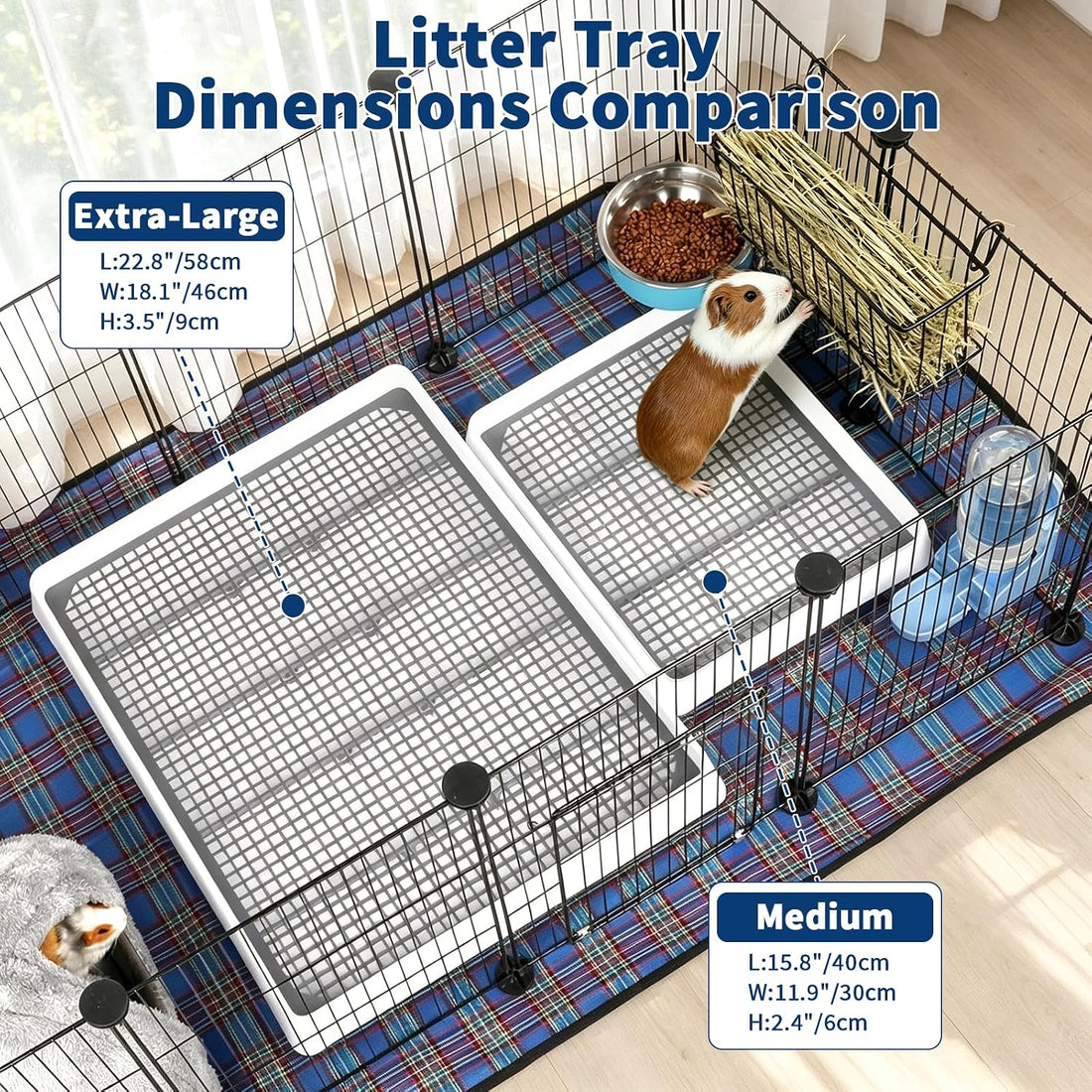 FHTONGE 4 in 1 Guinea Pig Litter Box with Feeder Combo Set for Cage
