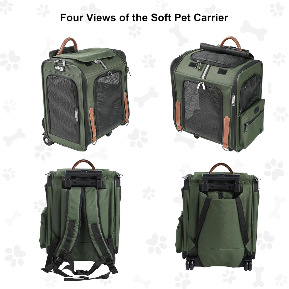 EliteField Deluxe Rolling Backpack Dog & Cat Carrier (2-Year Warranty)
