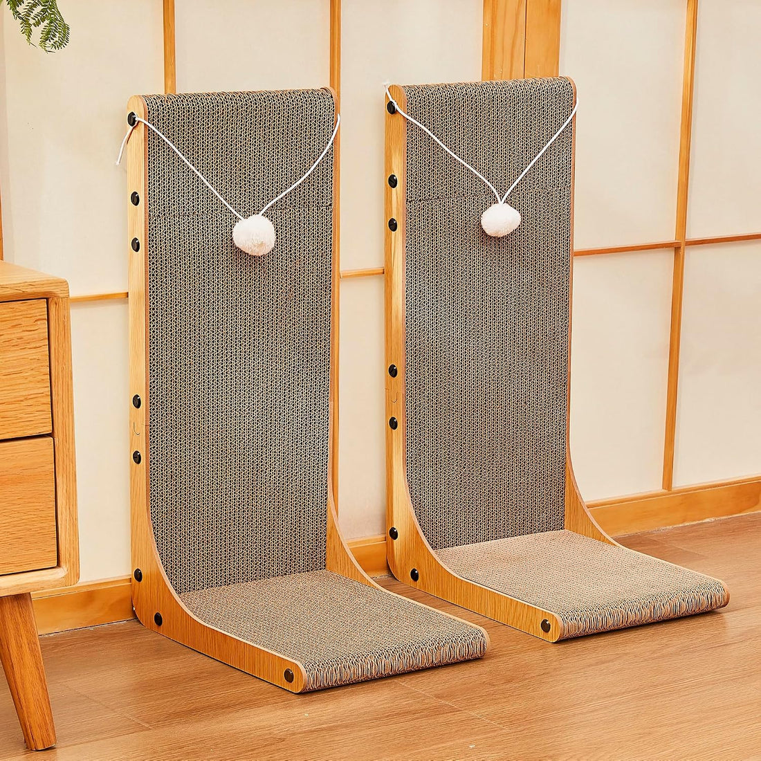 2-Pack L-Shaped Cat Scratching Board Cardboard Cat Scratcher