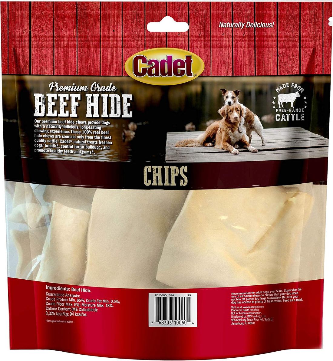 Cadet Premium Grade Beef Hide Chips Dog Chews, 1 lb