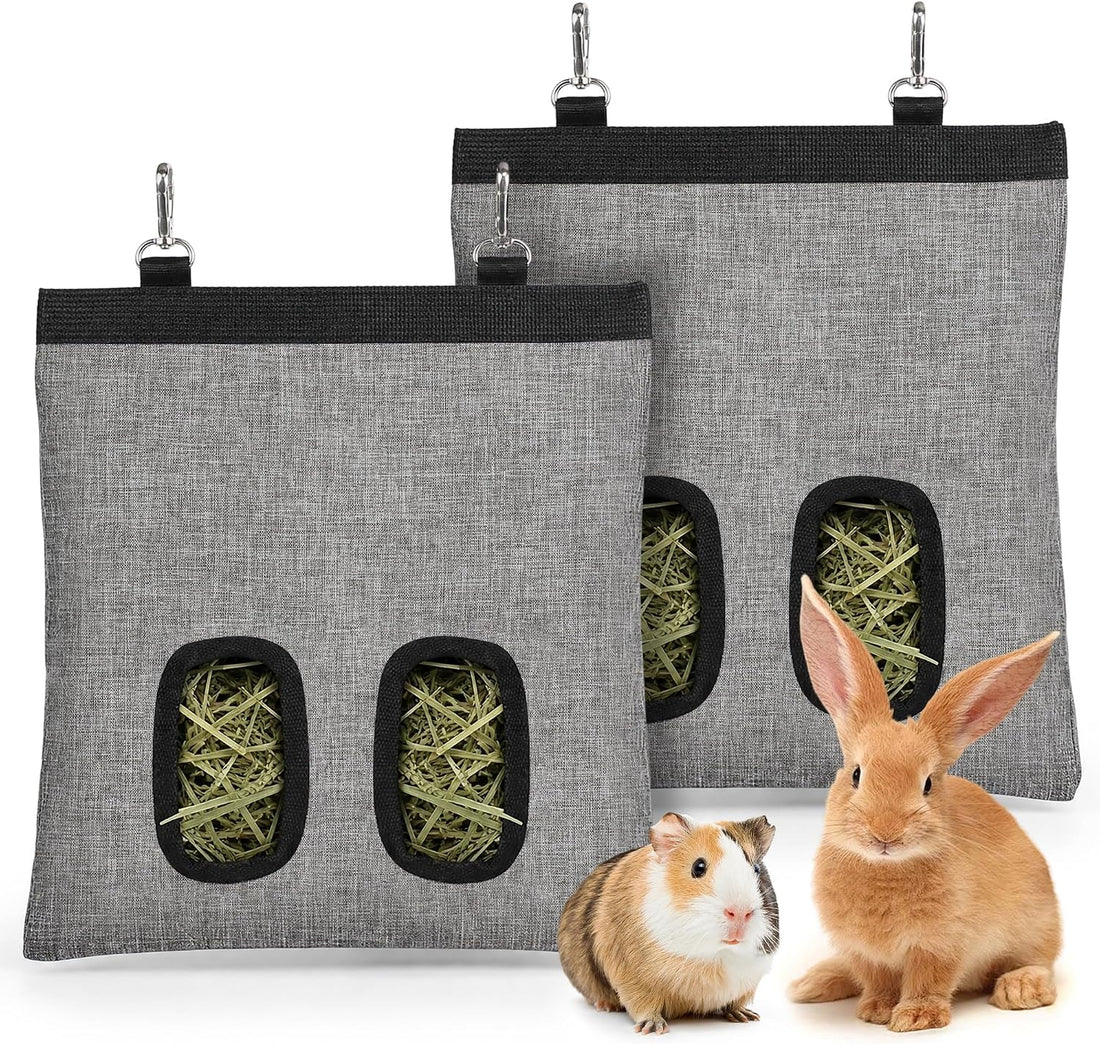 2-Pack Rabbit Hay Feeder Bags for Guinea Pigs, Bunnies & Chinchillas