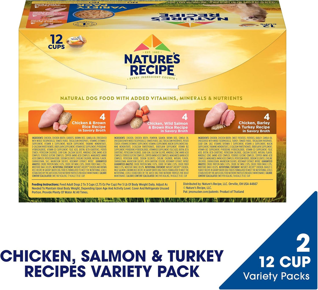 Nature’s Recipe Chicken, Salmon and Turkey Recipes Variety Pack Wet