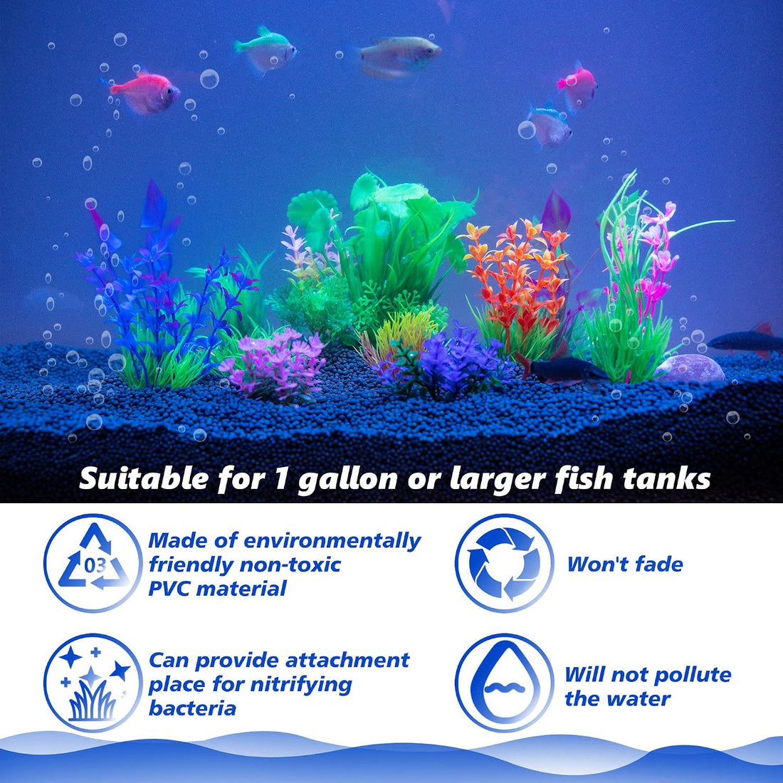 Ameliade 11 Pieces Aquarium Artificial Plastic Plants Fish Tank