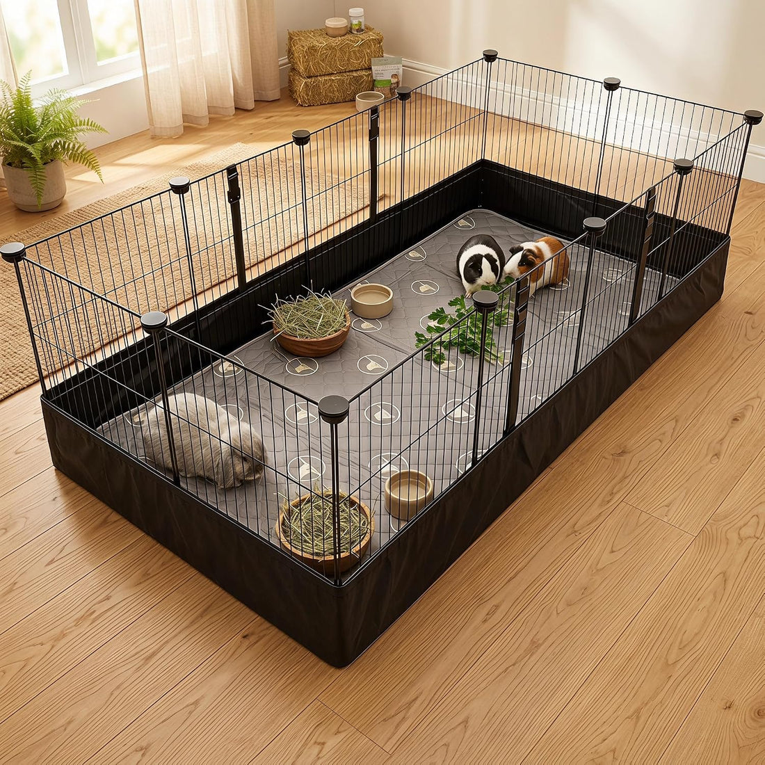 PJYuCien Small Animal Playpen with Waterproof Bottom and 2 Washable