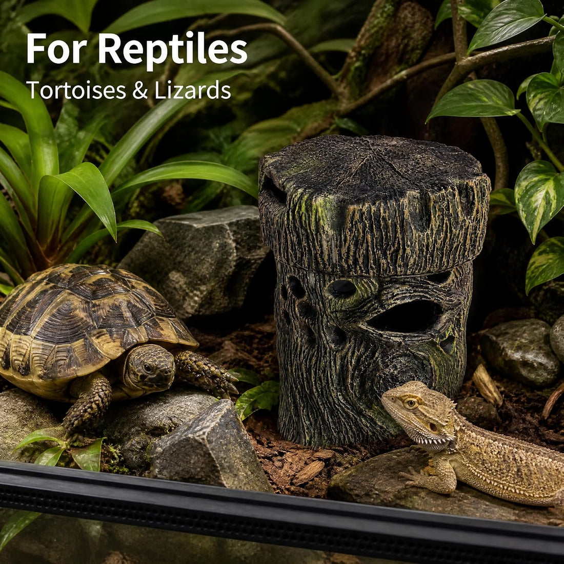 Reptile Humidifier Fogless Tree Trunk with Detachable Tank for Gecko