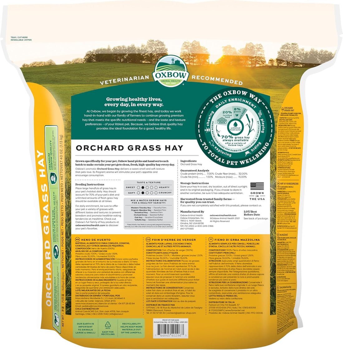 Oxbow Orchard Hay, Rabbit & Guinea Pig Hay, Hand-Sorted, De-Dusted