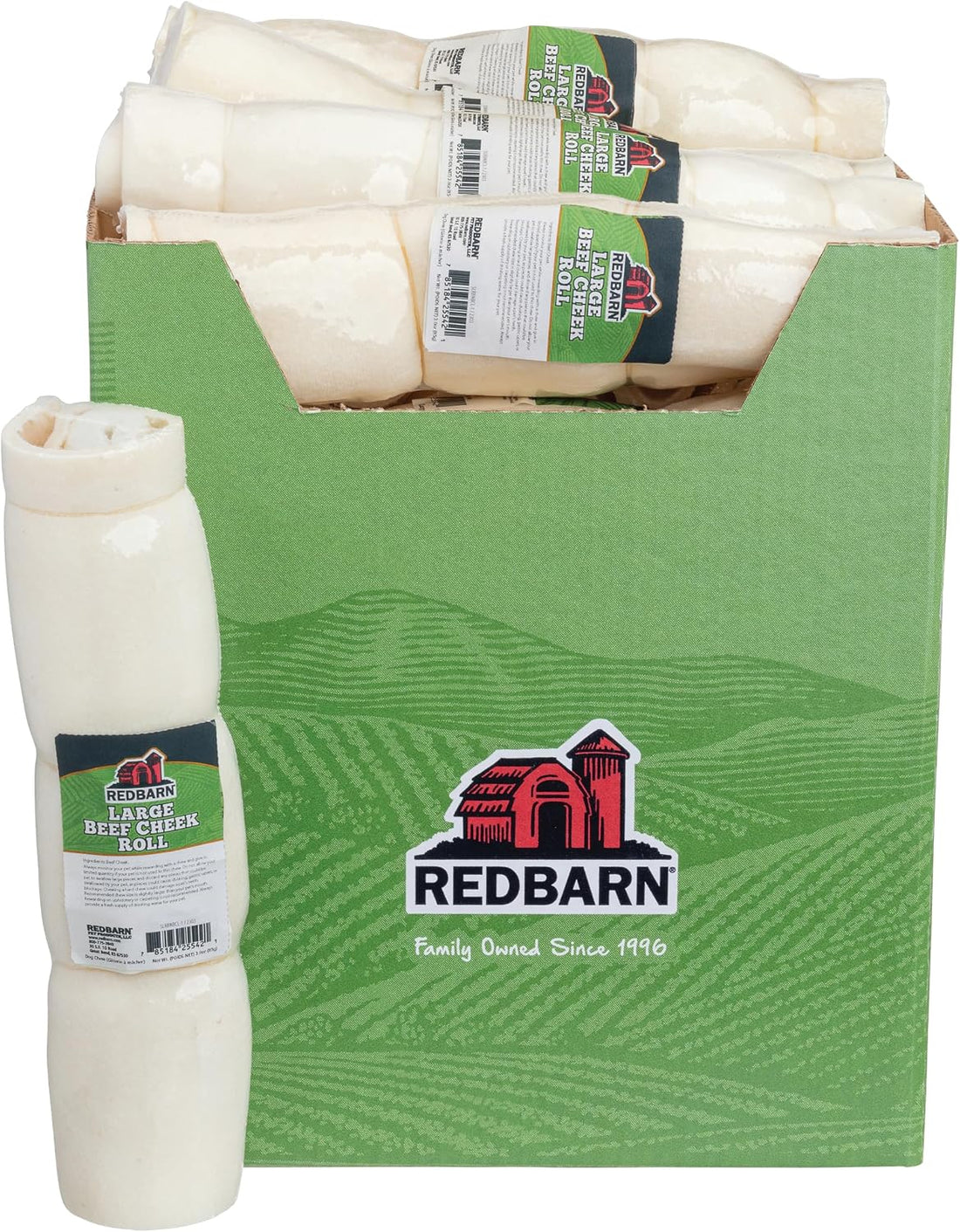 Redbarn Large Beef Cheek Rolls 100% Natural, Long Lasting Dog Chew