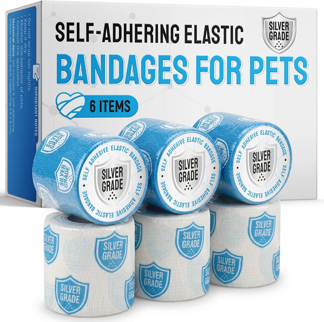 SILVER GRADE Vet Wrap for Horses, Cats, Birds & Other Animals
