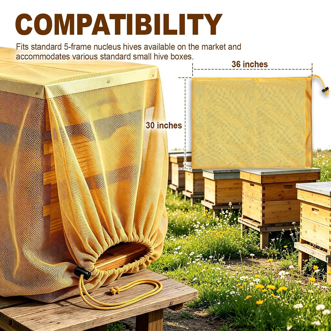 Beekeeping Nuc Hive Mesh Transport Bags，36x30in，2-Pack