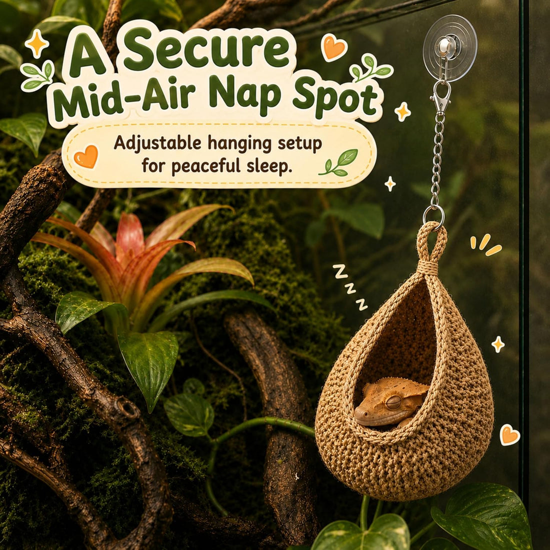 Crested Gecko Hammock Leopard Climbing Accessories, Leopard Gecko Hide