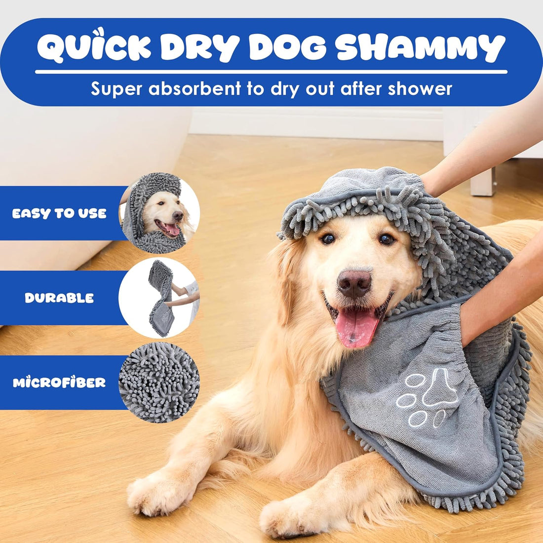 Dog Towel for Drying Dogs, Absorbent Microfiber Bath Towel