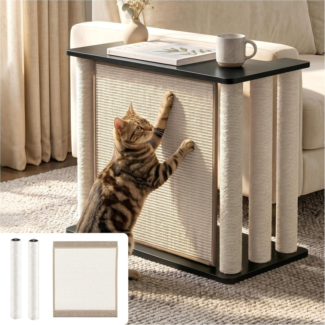 Couch Corner Cat Scratcher Side Table, Couch Protector from Cat Claws
