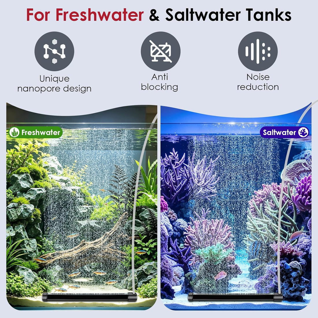 hygger Aquarium Bubble Bar, 9.8" Ultra-Fine Quiet Fish Tank Bubble