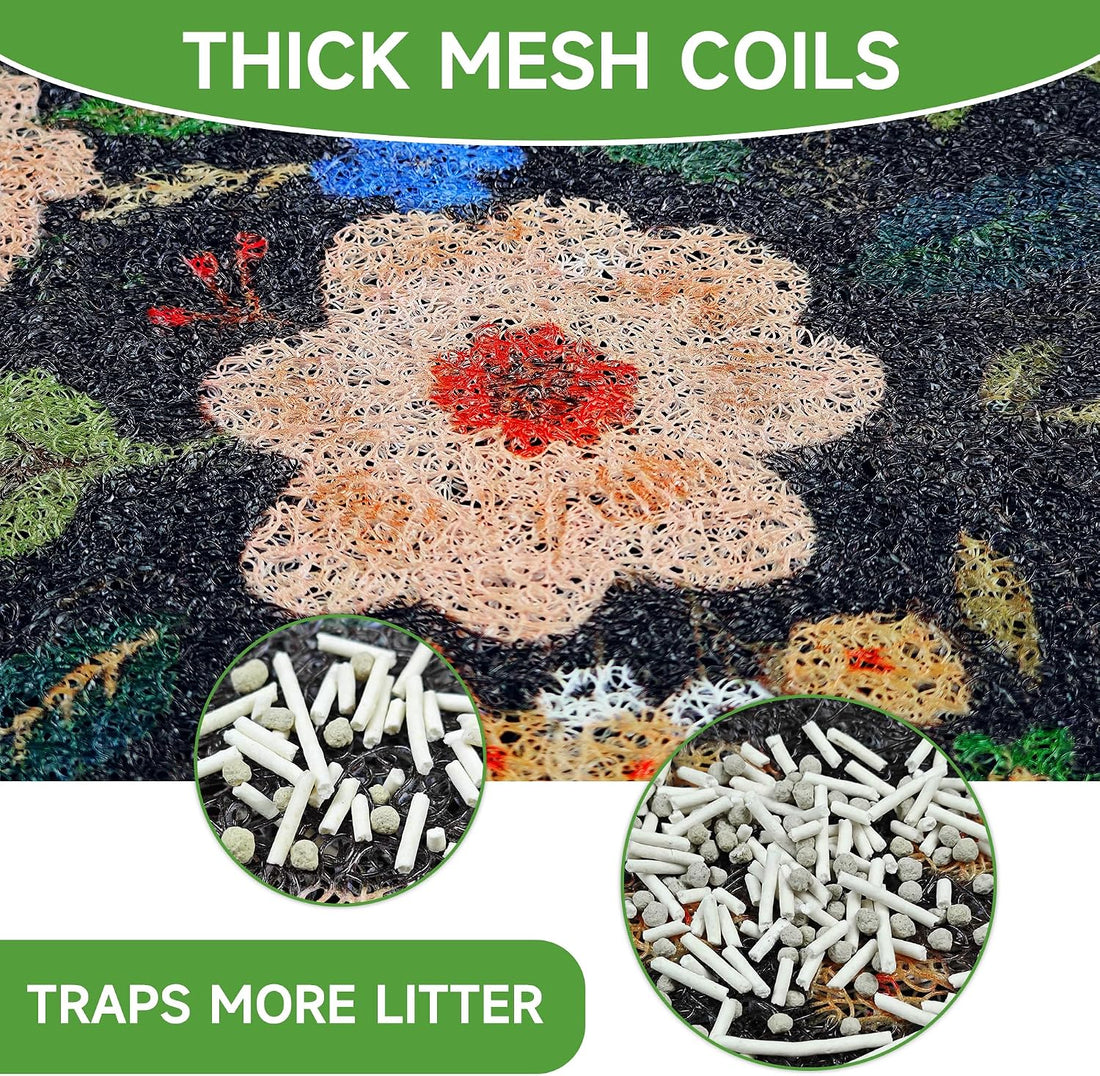 Cat Litter Mat, 24" x 16" Litter Box mat, Traps 100% Litter