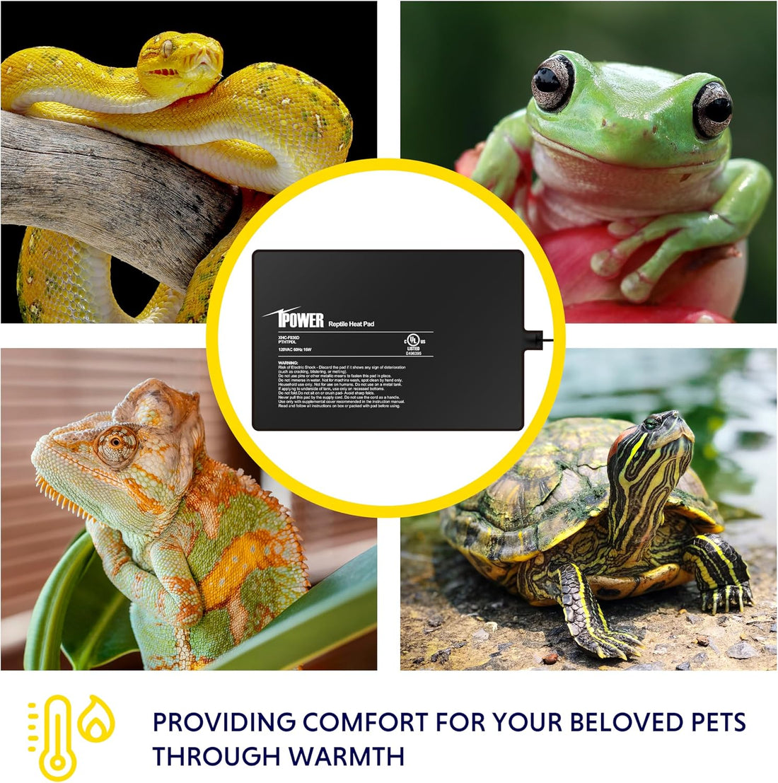 iPower Reptile Heat Pad 8 by12 Inch Under Tank Terrarium Warmer 16W