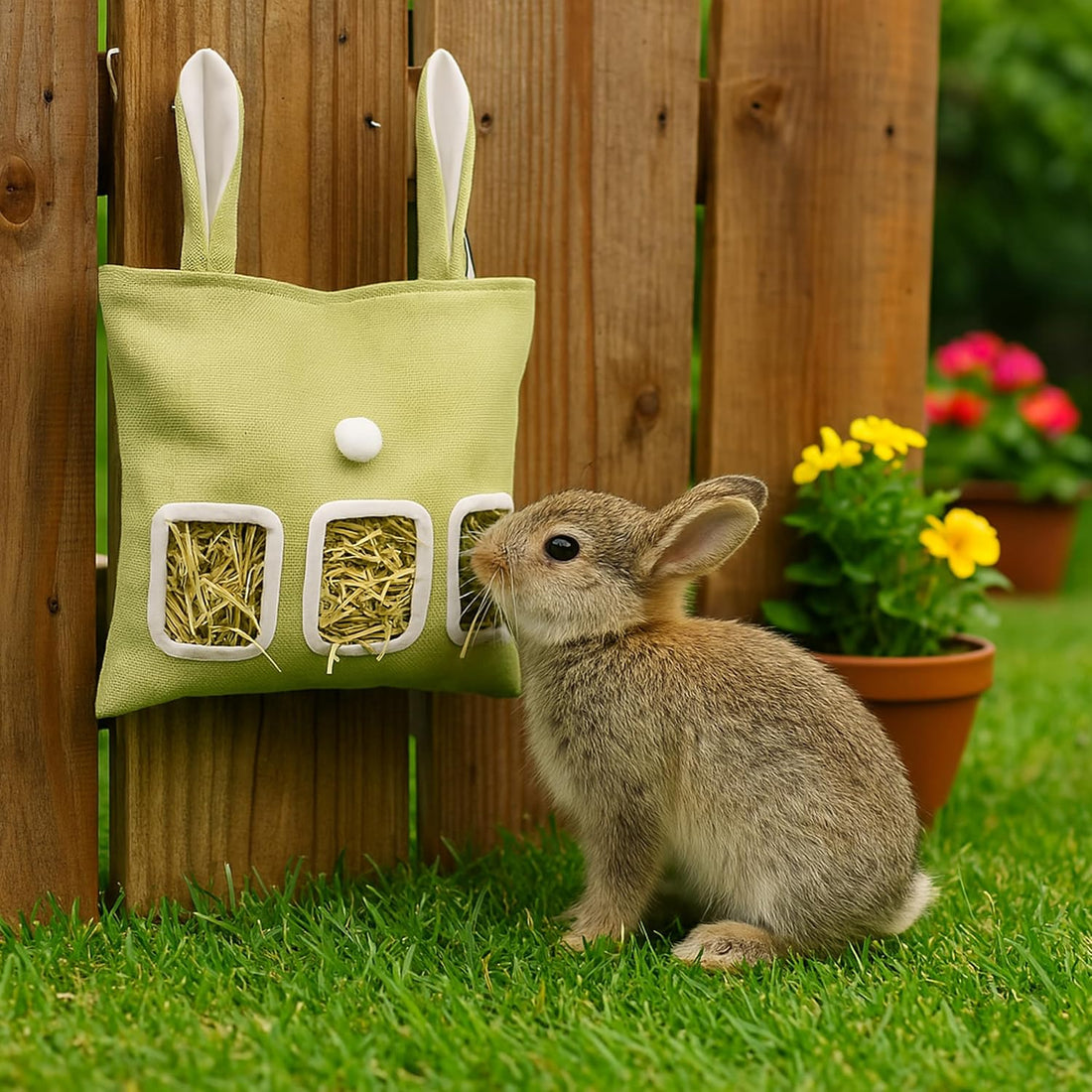 Cute Hanging Rabbit Hay Feeder Bag, Guinea Pig Hay Bag