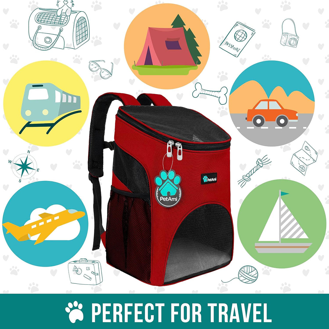 PetAmi Cat Backpack Carrier for Small Dogs and Large Cats