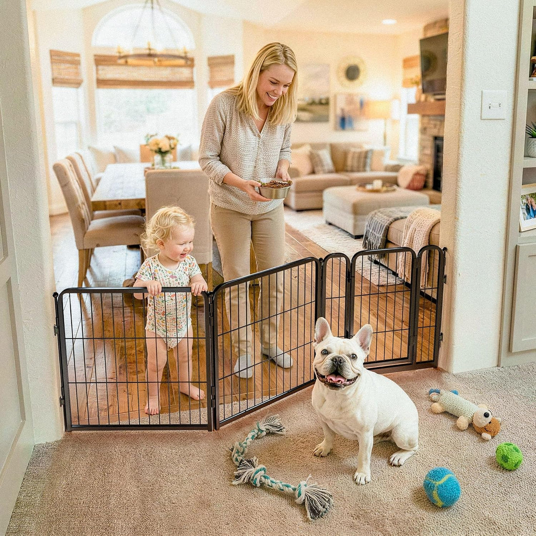 FXW Dog Gate, Extra Wide Adjustable for Openings Up to 219", 32" H