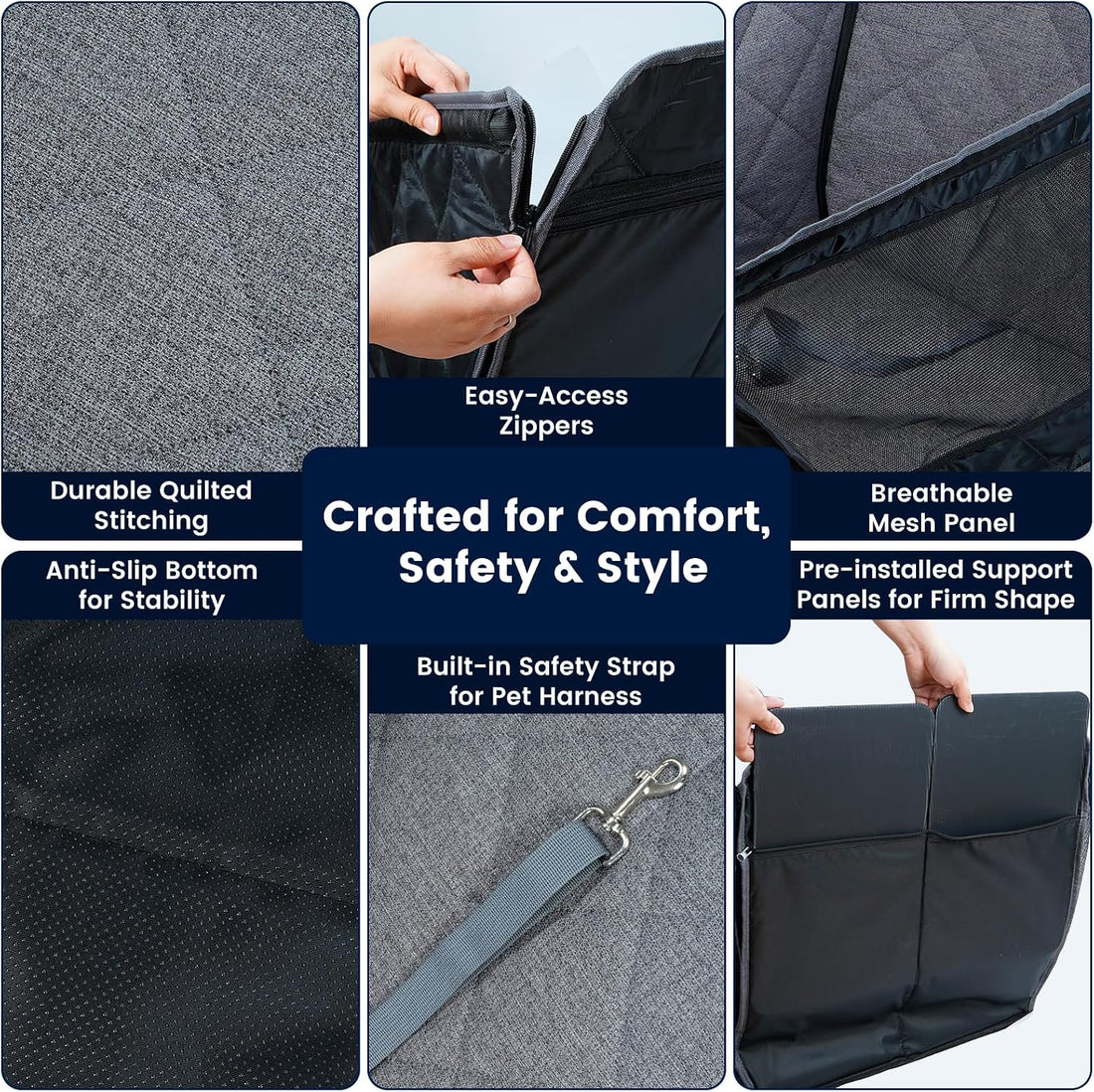 Front Seat Dog Car Seat for Small/Medium Dogs with Door Protection