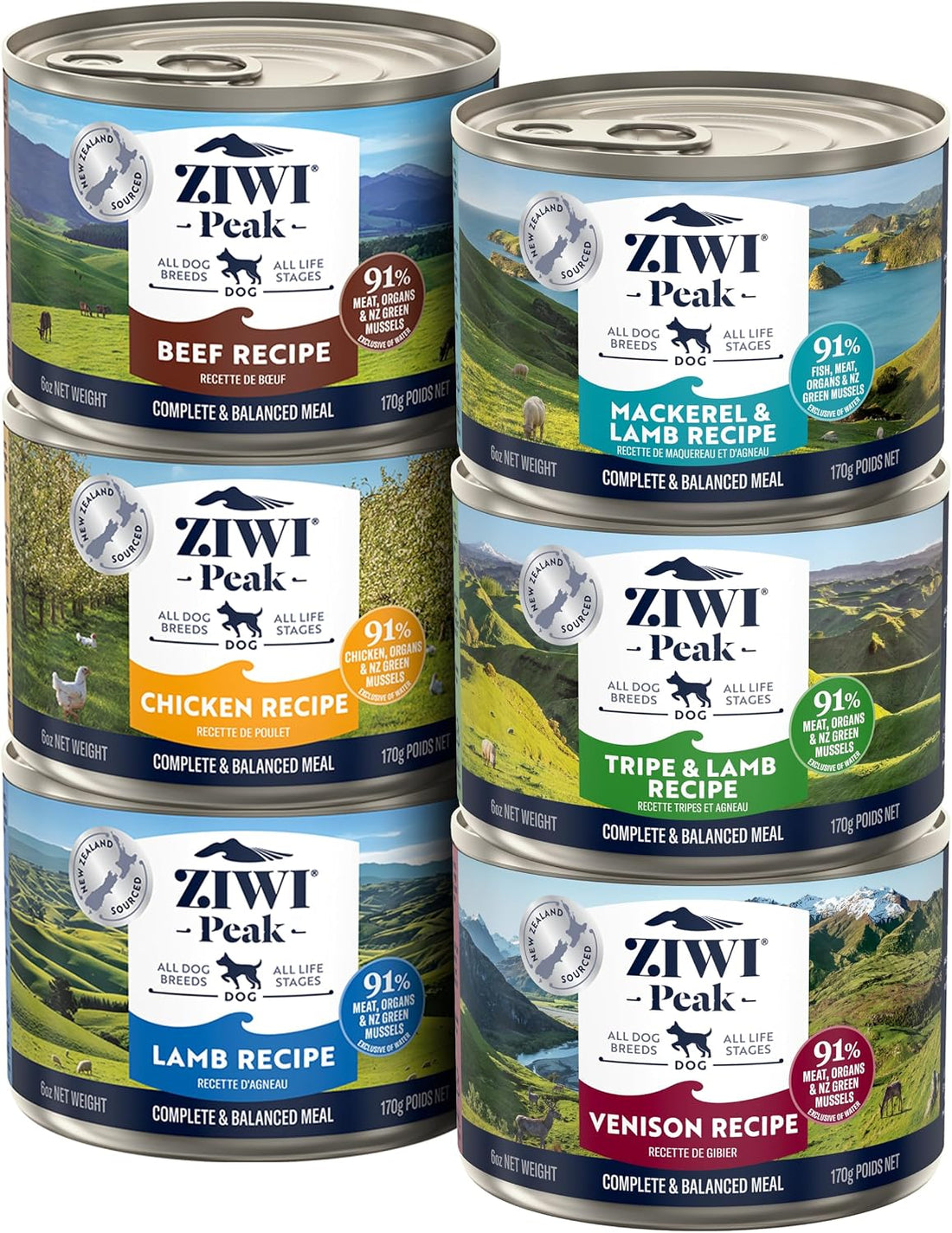 ZIWI Peak Canned Dog Food, Beef, Chicken, Lamb, Tripe, Venison