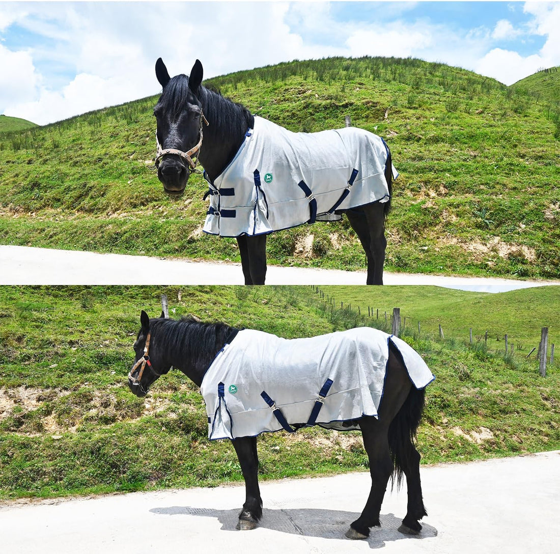 Horse Fly Sheet-Soft Mesh Summer Protection-Grey-66inch