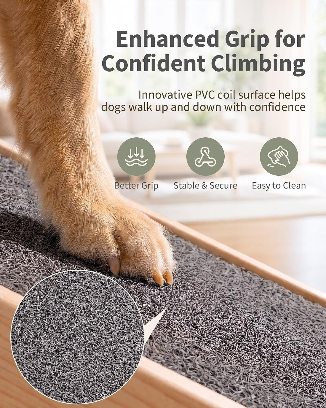 Dog Ramp for Large Dogs, 6 Adjustable Heights, Upgraded Anti-Slip