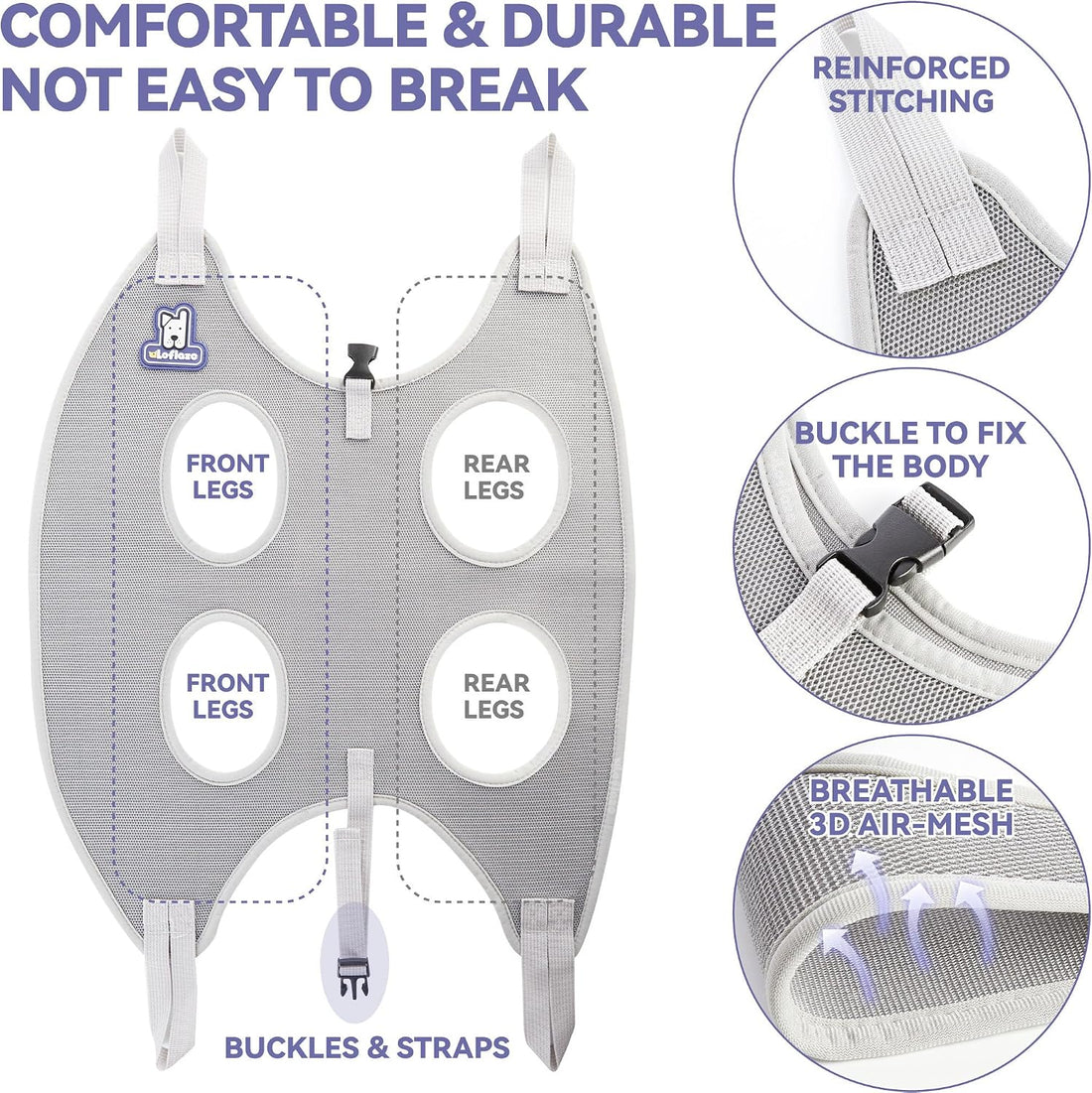 Loflaze Dog Grooming Hammock Harness for Dogs & Cats with Pet Nail