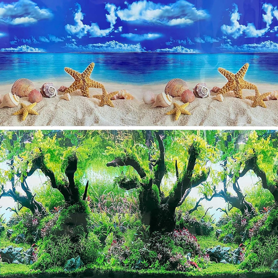 XCNO Aquarium Background Poster Fish Tank Wallpaper, Double-Sided