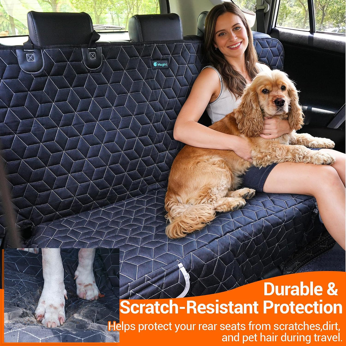 Meginc Dog Car Seat Cover for Back Seat