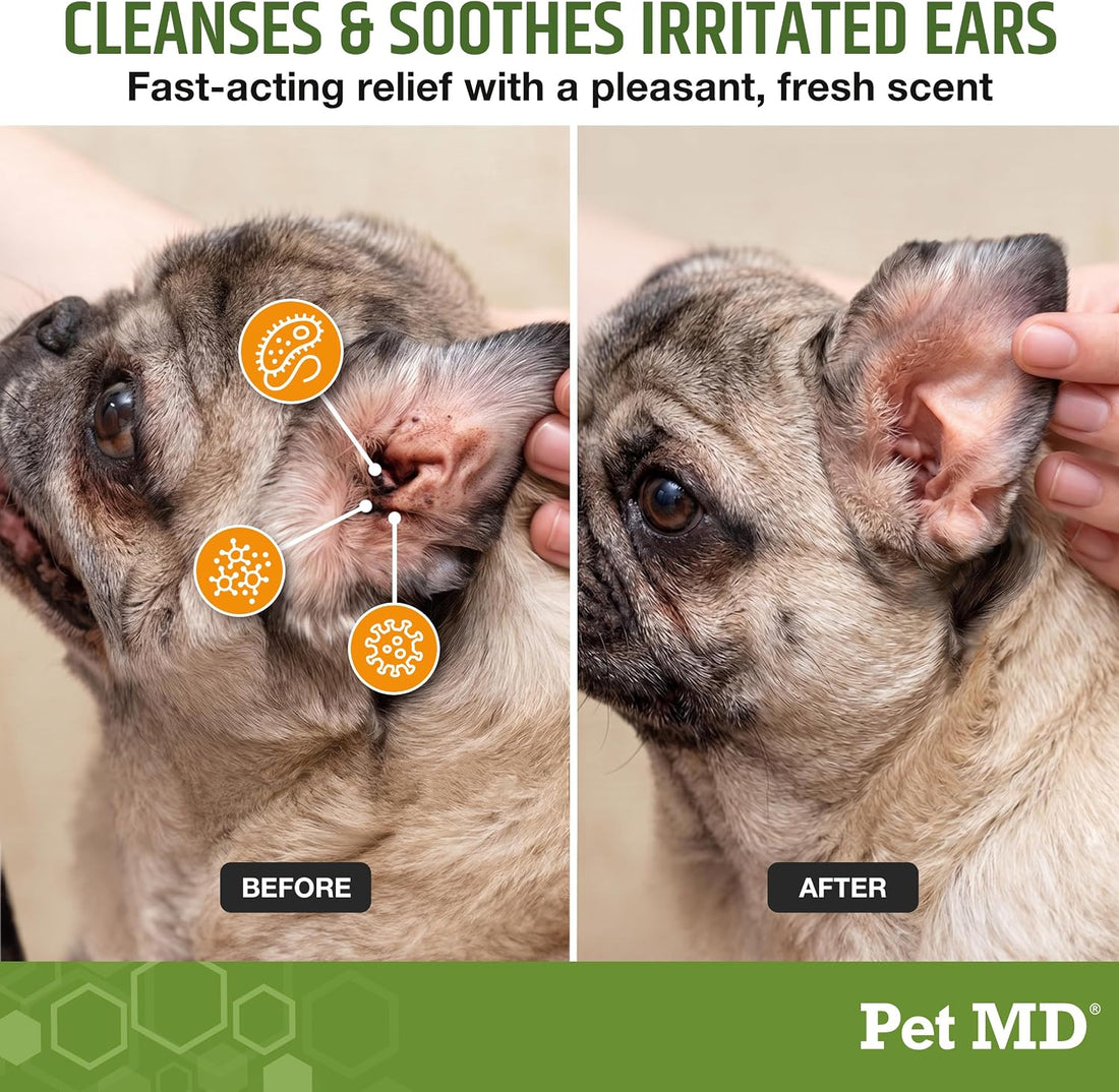 Pet MD Dog Ear Cleaning Wipes – Otic Cleanser for Dogs