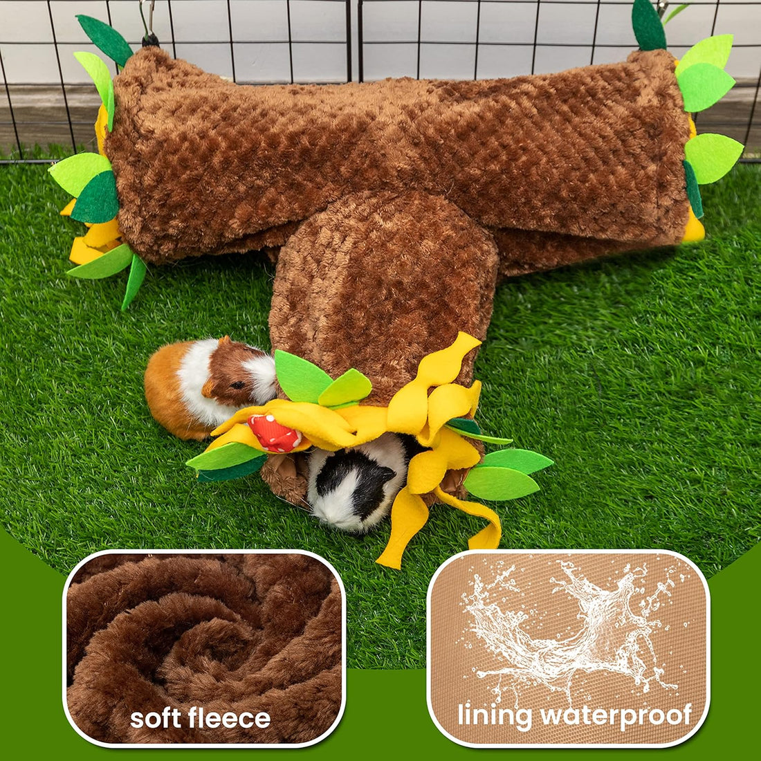 Guinea Pig Hideout, 3 Way Collapsible Small Animal Tunnel Cage