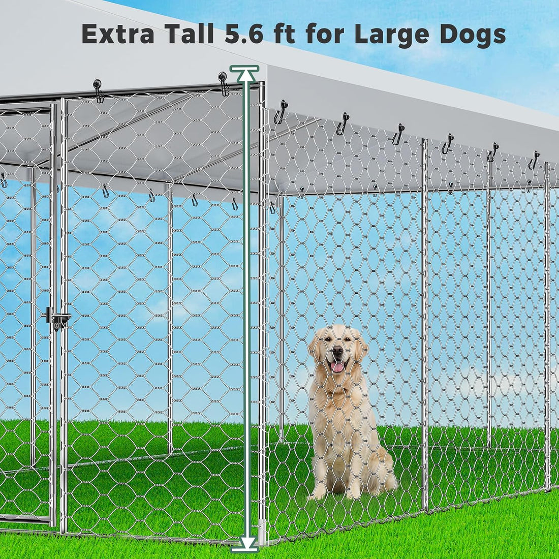 Lyromix Upgraded 20×10×5.6FT Outdoor Dog Kennel with Roof for Backyard
