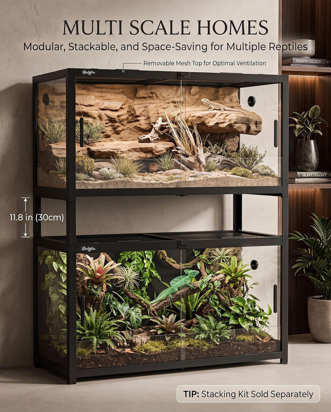 68 Gallon Reptile Tank, Reptile Enclosure Front Sliding Door