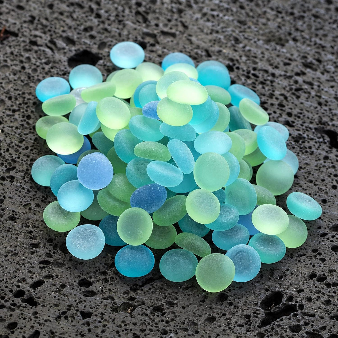 HappyFiller 2 Lb Matted Flat Marbles, Sea Glass Gems for Vase Fillers