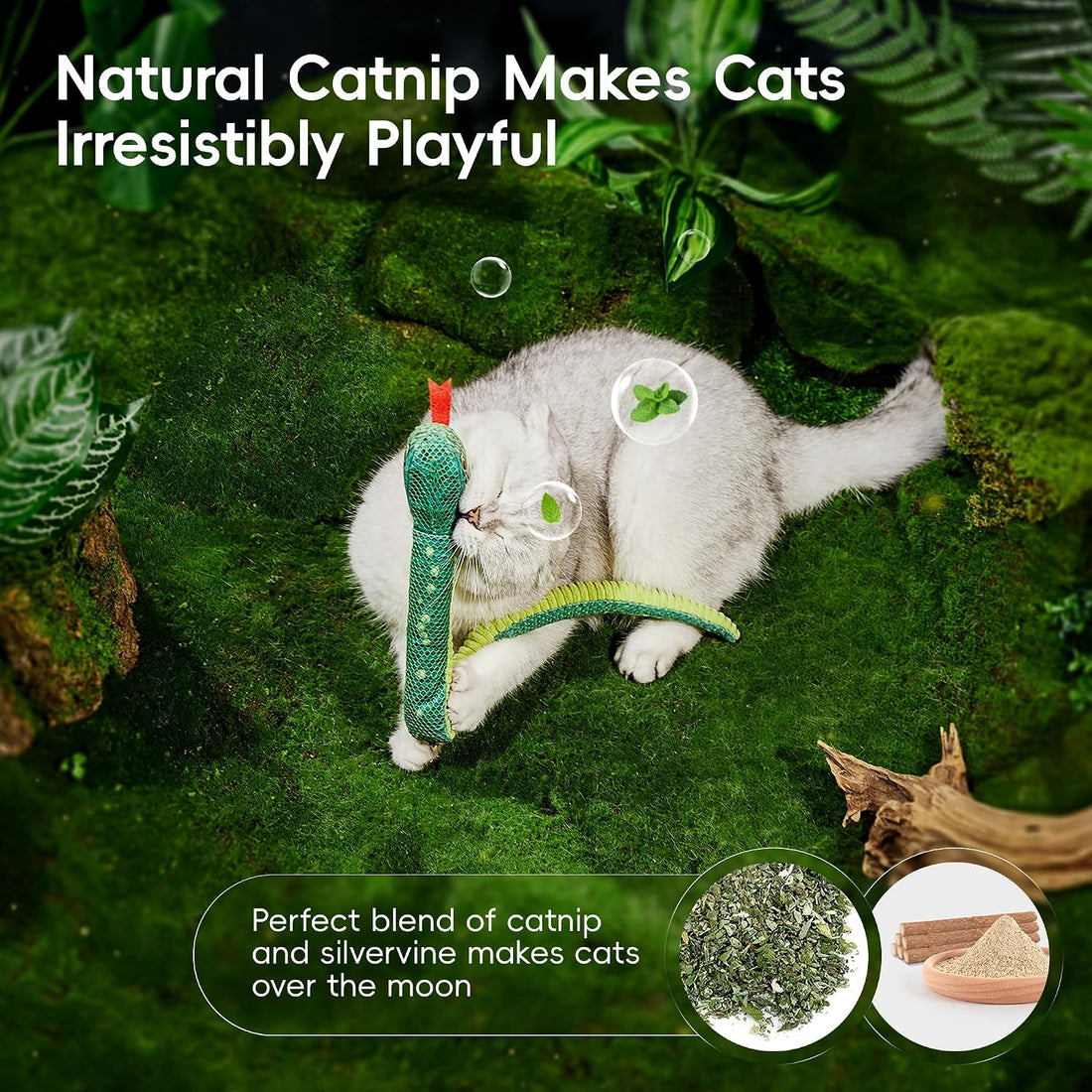 Potaroma Cat Toys Realistic Snake Catnip Crinkly Sound Toy 2 Pcs