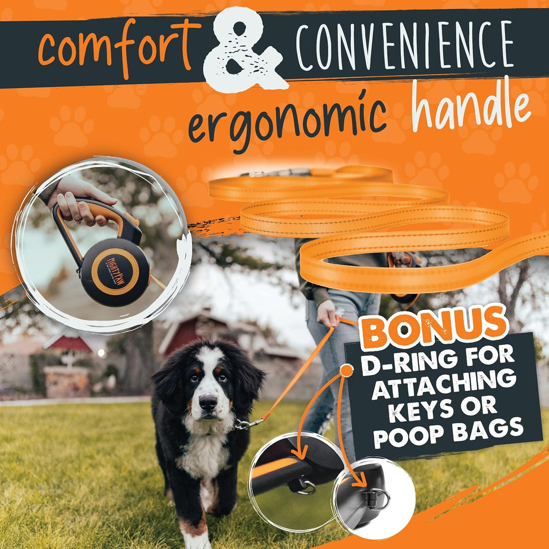 Mighty Paw Retractable Dog Leash, for Large Dogs, 50-110 lbs