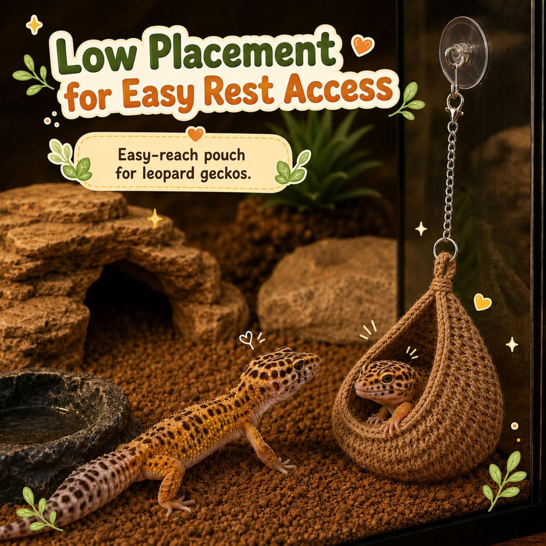 Crested Gecko Hammock Leopard Climbing Accessories, Leopard Gecko Hide