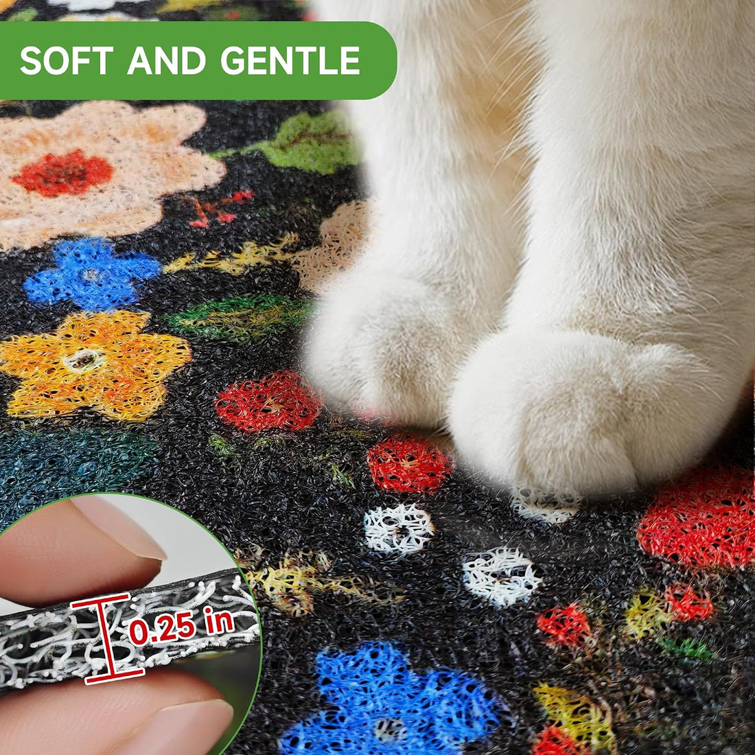 Cat Litter Mat, 24" x 16" Litter Box mat, Traps 100% Litter