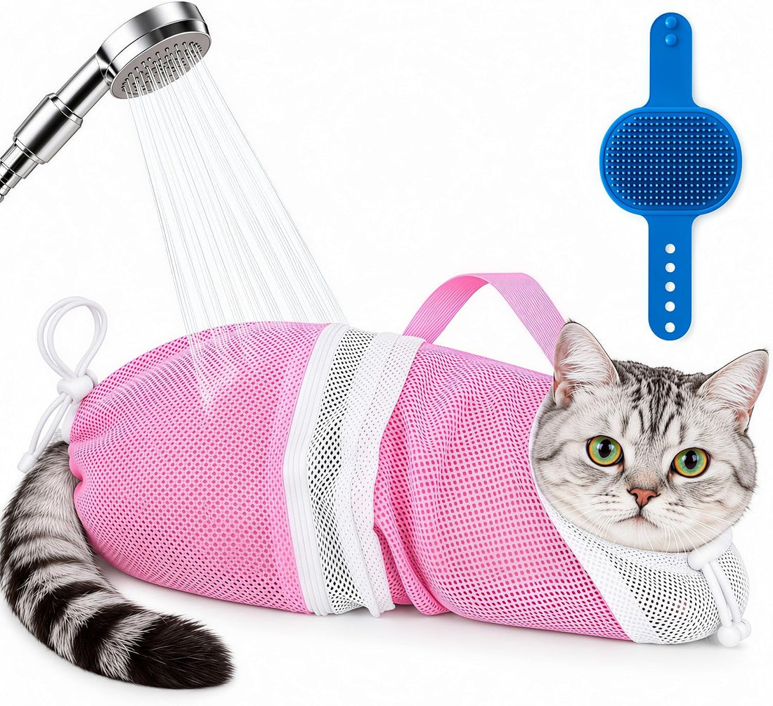 Cat Bathing Bag, Anti-Bite Anti-Scratch Adjustable Mesh Washing