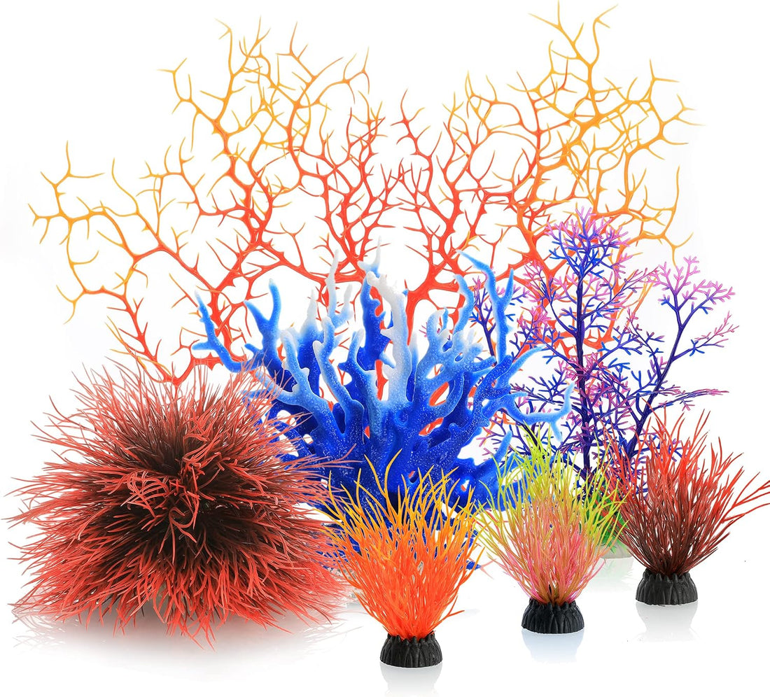 MyLifeUNIT Aquarium Plants, 7 Pack Artificial Coral Ornament for Fish