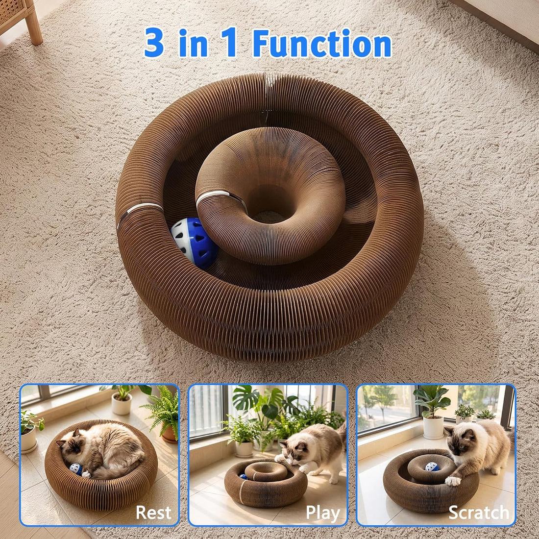 Cat Scratcher Cardboard, Kitty Curls Cat Toy for Indoor Cats