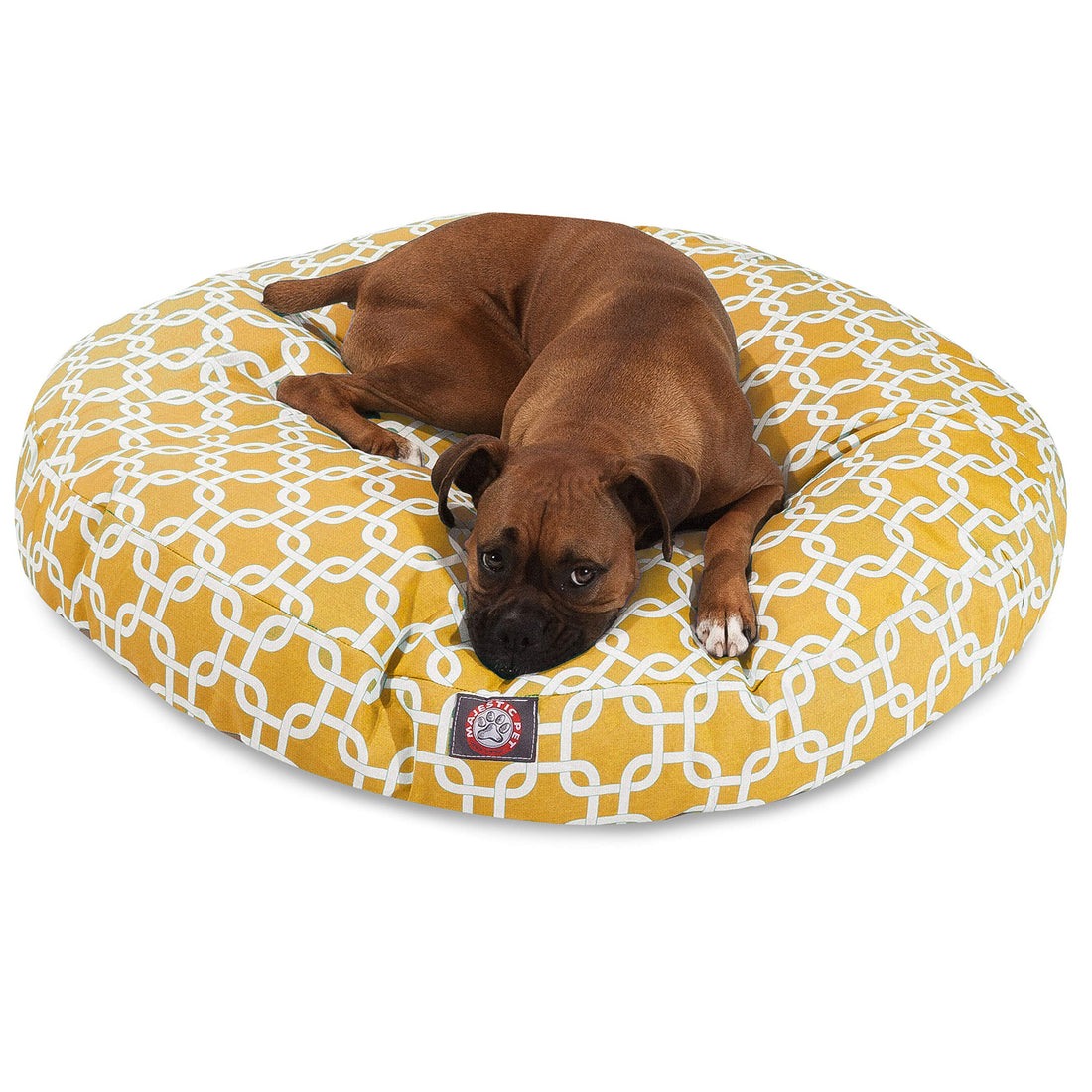 Yellow Links Large Round Indoor Outdoor Pet Dog Bed With Removable
