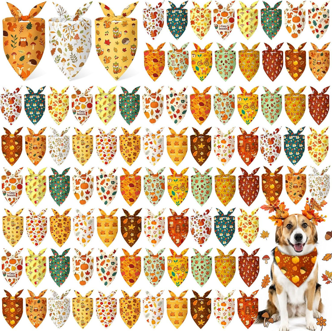 Abbylike 100 Pcs Halloween Dog Bandanas Bulk Cute Dog Paw Prints